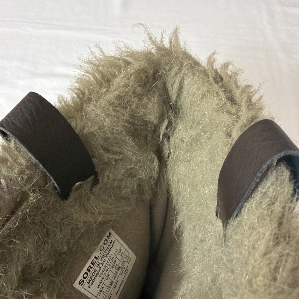 Sorel Tofino Brown Orange Fur Lined Snow Boots size 9 Cute Barely Worn Shoes - Picture 7 of 16